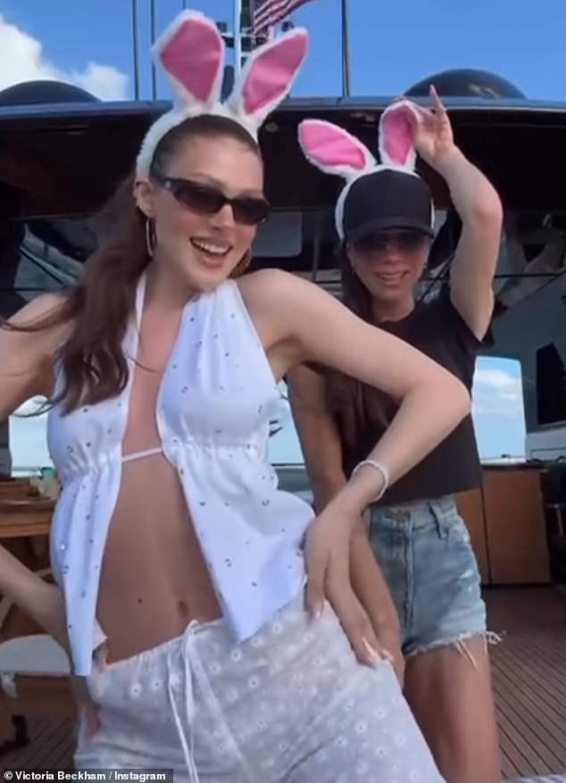 Victoria Beckham shares a rare smile while dancing with daughter-in-law Nicola Peltz on Easter, putting to rest any rumors of a feud.