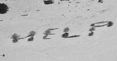Sign saying “HELP” guides rescuers to men stranded for over a week on a secluded Pacific island