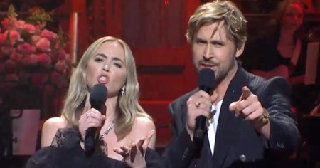 Ryan Gosling and Emily Blunt say goodbye to ‘Barbenheimer’ with a Taylor Swift tribute on ‘SNL’