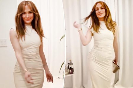 Jennifer Lopez wows in figure-hugging dress for evening out with mom