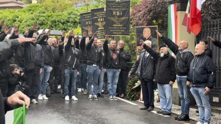 Several individuals in Italy salute fascism on the anniversary of Mussolini’s death