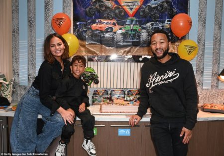Chrissy Teigen and John Legend’s son Miles celebrates his sixth birthday at the Monster Jam World Finals in Inglewood