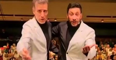 Giovanni Pernice appears ecstatic as he joins Anton du Beke for their triumphant stage comeback