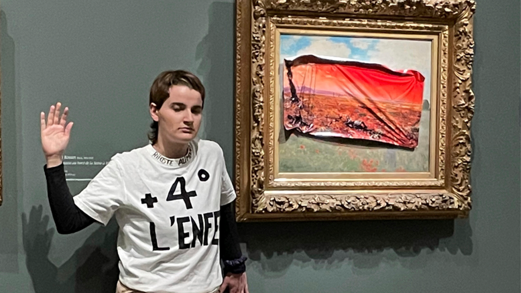 Famous painting in Paris vandalized by radical climate activist