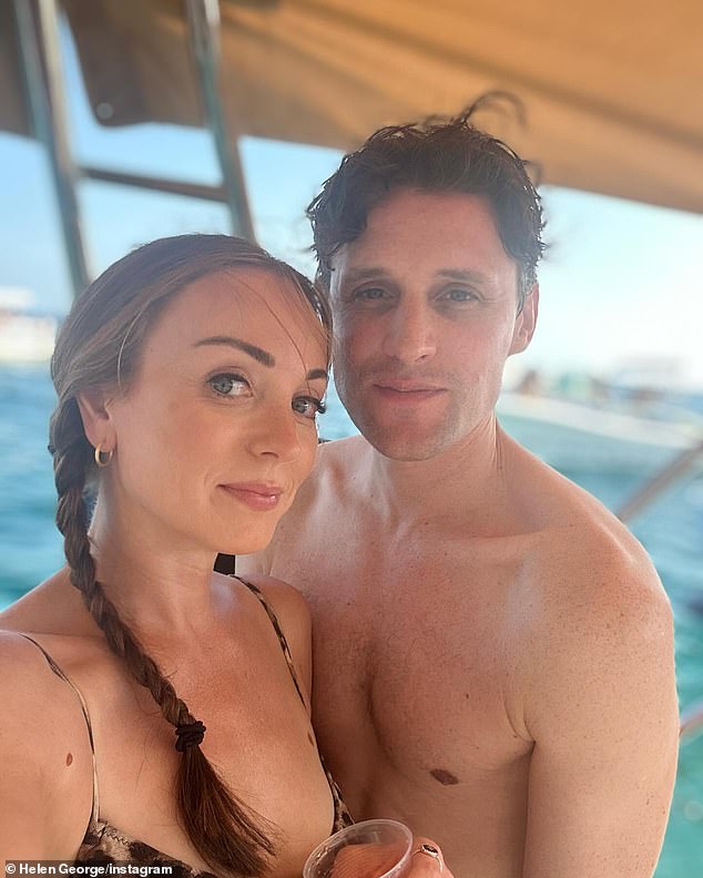 rewrite this title Call The Midwife star Helen George inadvertently sparks romance rumours as she poses with a handsome mystery man during trip to Italy