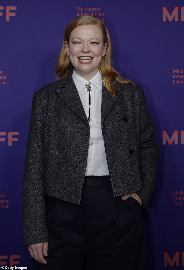 rewrite this title Succession star Sarah Snook looks chic at the Melbourne International Film Festival as she attends world premiere of new animated movie