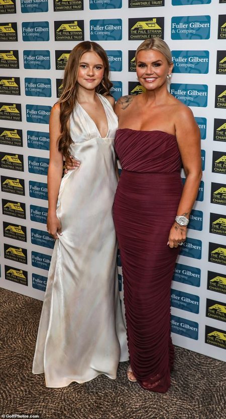 Kerry Katona wows in glamorous burgundy gown alongside daughter Heidi, 17, and Christine McGuinness at charity event in London