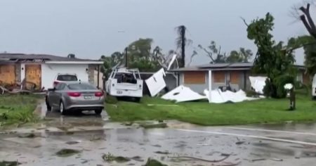 Florida neighborhoods damaged by tornado before Hurricane Milton