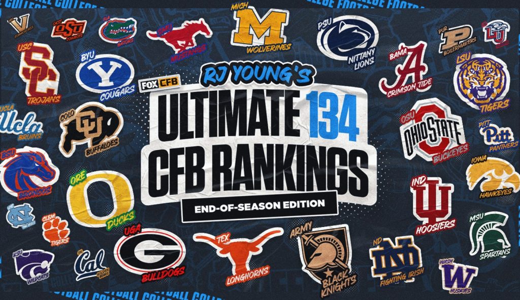 rewrite this title 2024 college football rankings: RJ Young’s Ultimate 134 — end-of-season edition