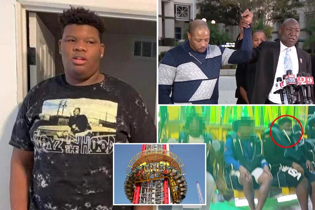 rewrite this title Family of Missouri teen Tyre Sampson who fell to his death from Orlando amusement park ride awarded $310M