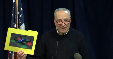 rewrite this title Sen. Schumer asks DHS to ‘deploy special detection systems’ to address drones