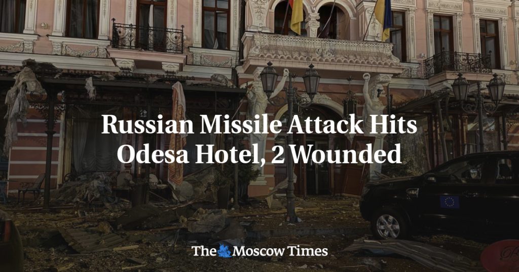 rewrite this title Russian Missile Attack Hits Odesa Hotel, 2 Wounded