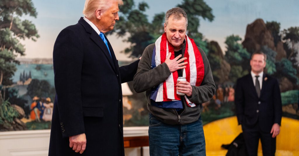 rewrite this title Trump Greets Fogel at White House After Release as Hostage