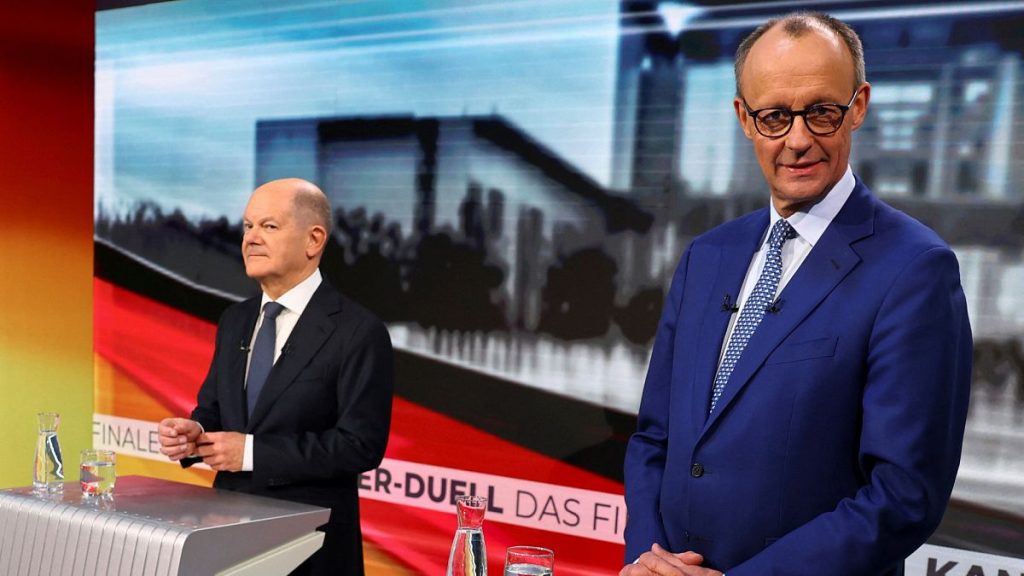 rewrite this title Scholz and Merz face off in final debate ahead of German election