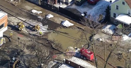 rewrite this title Nearly 300 Detroit residents forced out of homes after water line break
