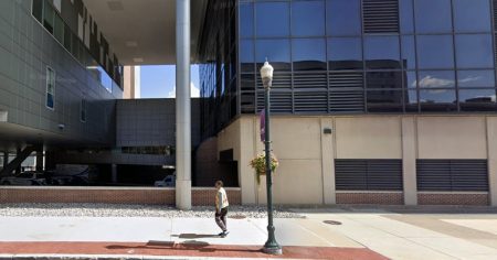 rewrite this title Police officer killed in Pennsylvania hospital shooting