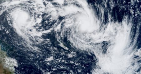 rewrite this title Three tropical cyclones are swirling in the South Pacific