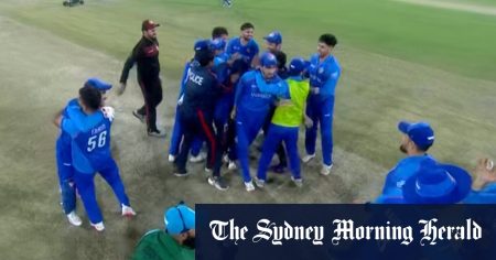 rewrite this title Wild scenes as Afghanistan eliminate England