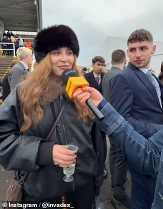 rewrite this title Racegoer stuns onlookers as she reveals a VERY famous comedian is her mother in hilarious viral clip