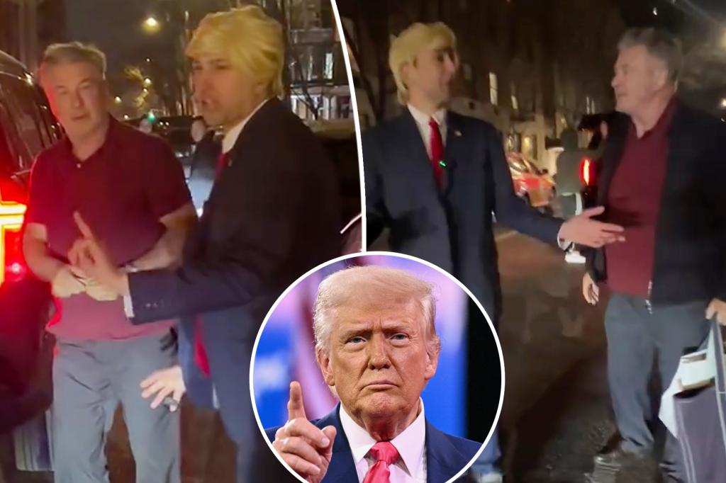 rewrite this title
Alec Baldwin threatens Trump impersonator who heckles him in wild video: ‘I’d snap your f–king neck in half’