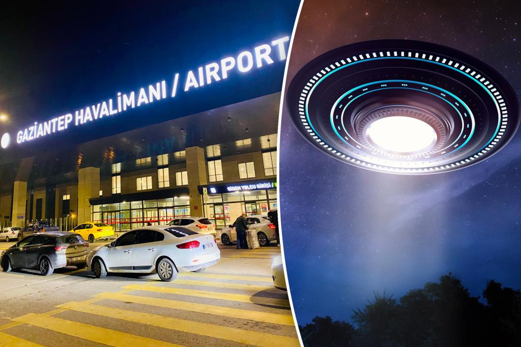 rewrite this title UFO sighting grounds airport flights: ‘Contact is definitely happening before 2027’