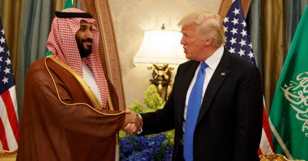 rewrite this title Trump to speak at Saudi-backed conference, highlighting questions over business ties to kingdom