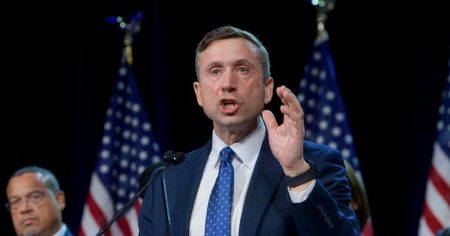 rewrite this title Ken Martin wins race to become chair of the Democratic National Committee as party looks to find its footing