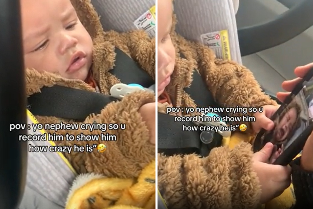 rewrite this title Aunt Shows Baby Nephew Video of Himself Crying, Response Goes Viral