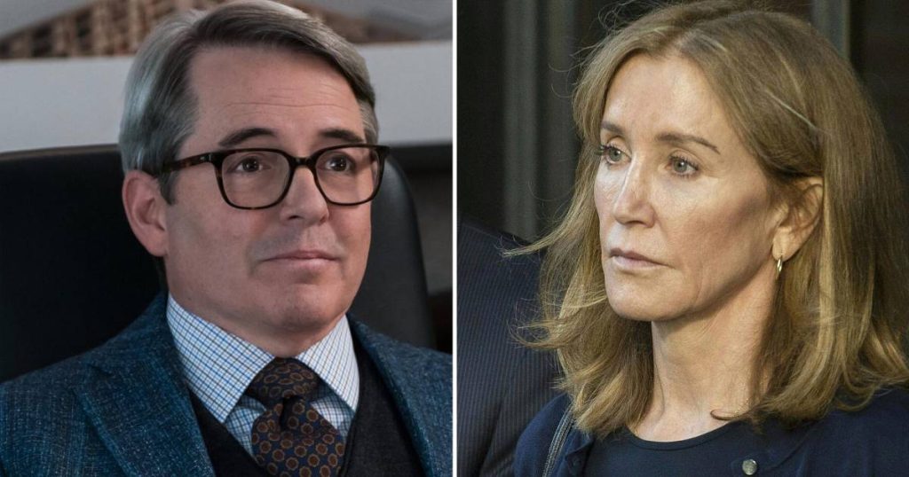 rewrite this title Matthew Broderick Jokes About Felicity Huffman’s College Admissions Scandal Involvement on ‘Elsbeth’