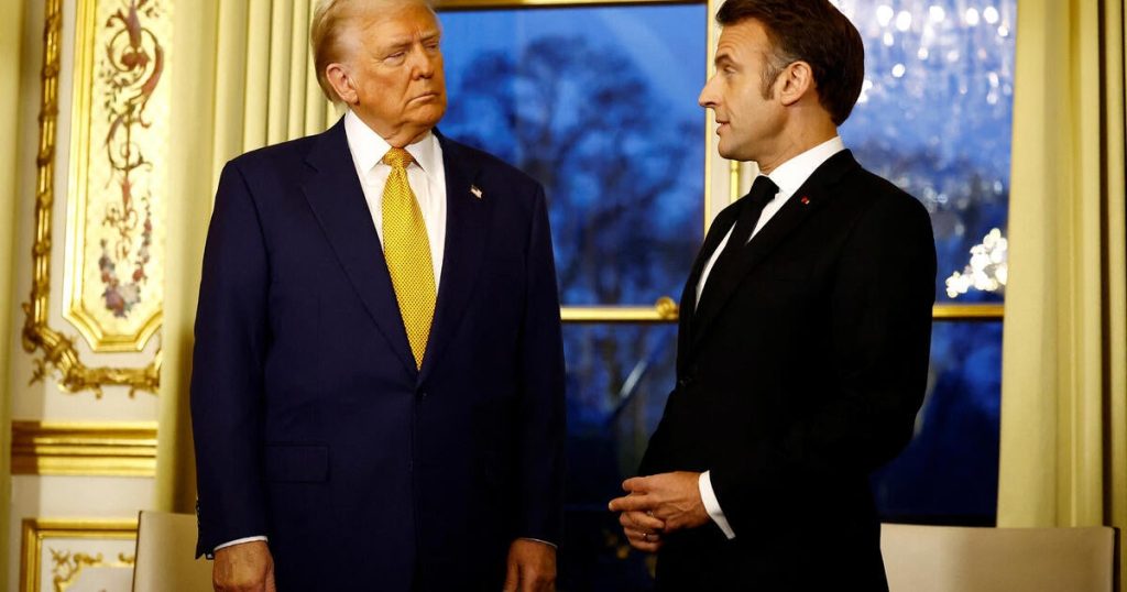 rewrite this title Trump meets with French President Emmanuel Macron at the White House