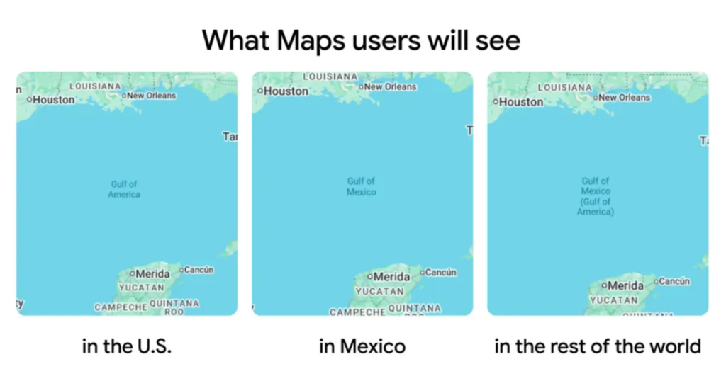 rewrite this title Google Maps now shows Gulf of Mexico as Gulf of America for app users in the U.S.