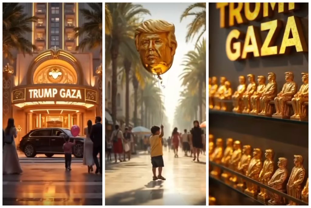 rewrite this title Donald Trump’s glitzy Gaza video draws swift Arab backlash: “Your graveyard”