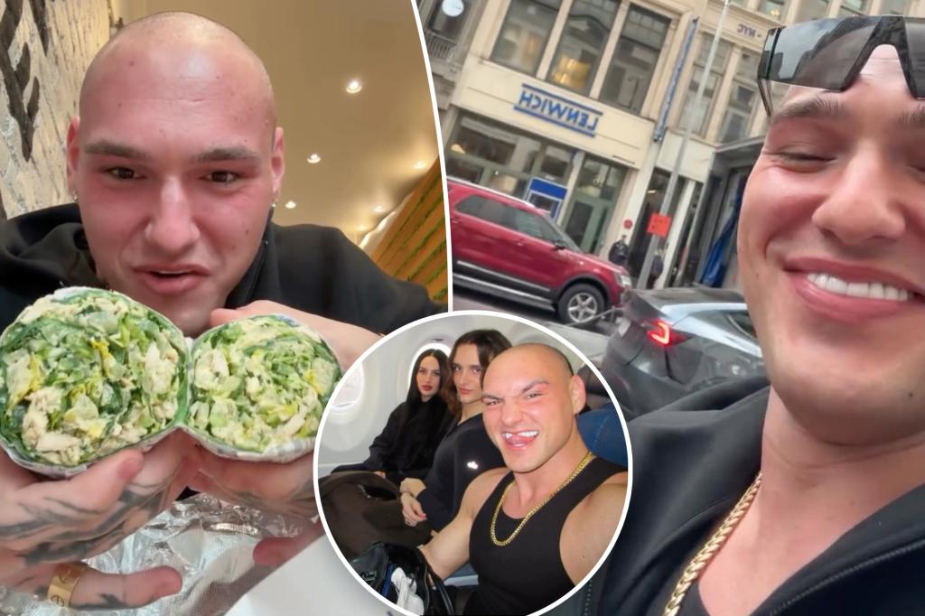 rewrite this title Influencer flies across country to NYC and back in a day to try ‘basic’ viral sandwich: ‘How f – – king stupid is that’