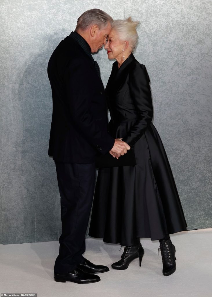 rewrite this title Helen Mirren, 79, shares a sweet embrace with co-star Pierce Brosnan, 71, as they lead the star-studded arrivals at the premiere of Guy Ritchie’s series MobLand in London
