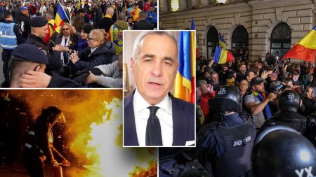 rewrite this title Romania's now-barred presidential frontrunner Călin Georgescu claims he is facing Trump-like charges