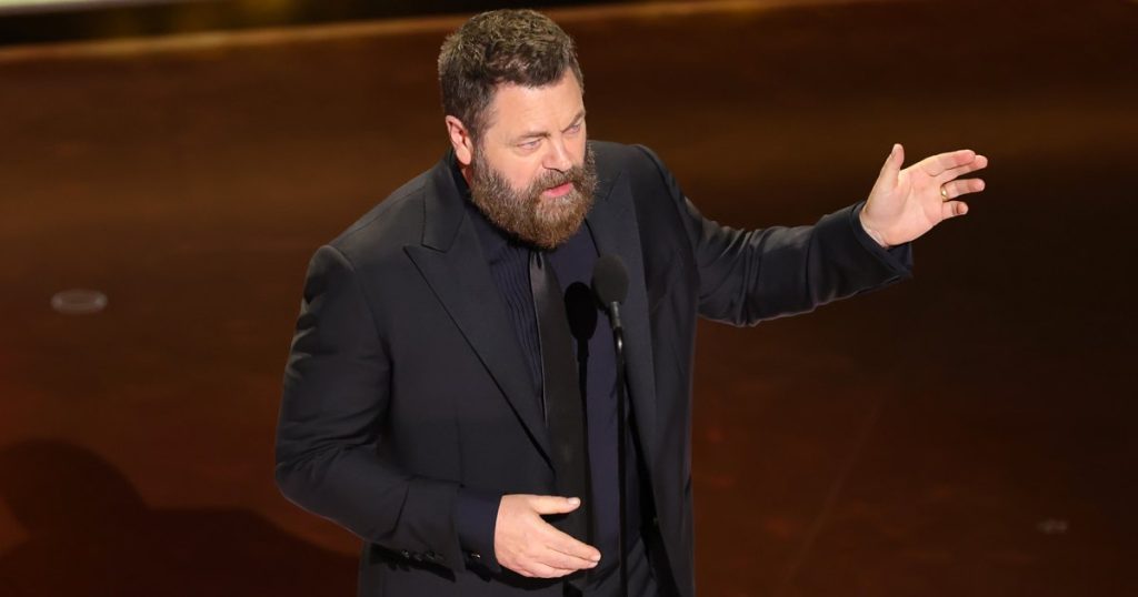 rewrite this title Parks and Rec’s Nick Offerman Is the 2025 Oscars Announcer — But He Isn’t the 1st Actor in That Role