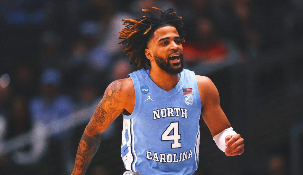 rewrite this title RJ Davis perfect on six 3s as North Carolina routs San Diego State 95-68 in First Four